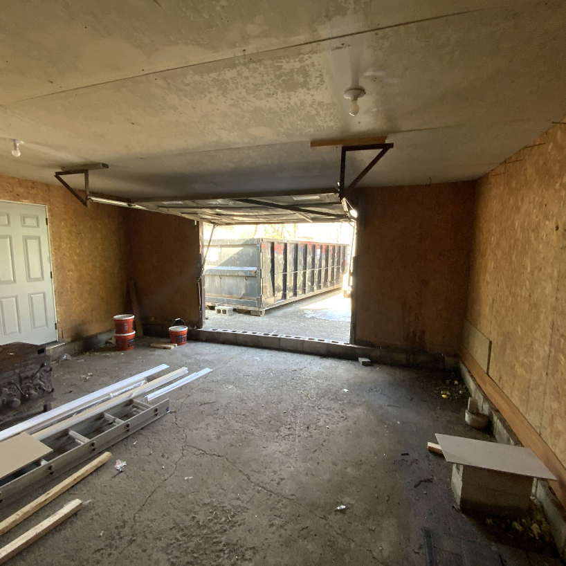 Interior of single garage