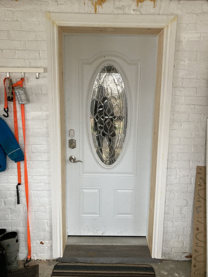 Completed door frame prior to paint